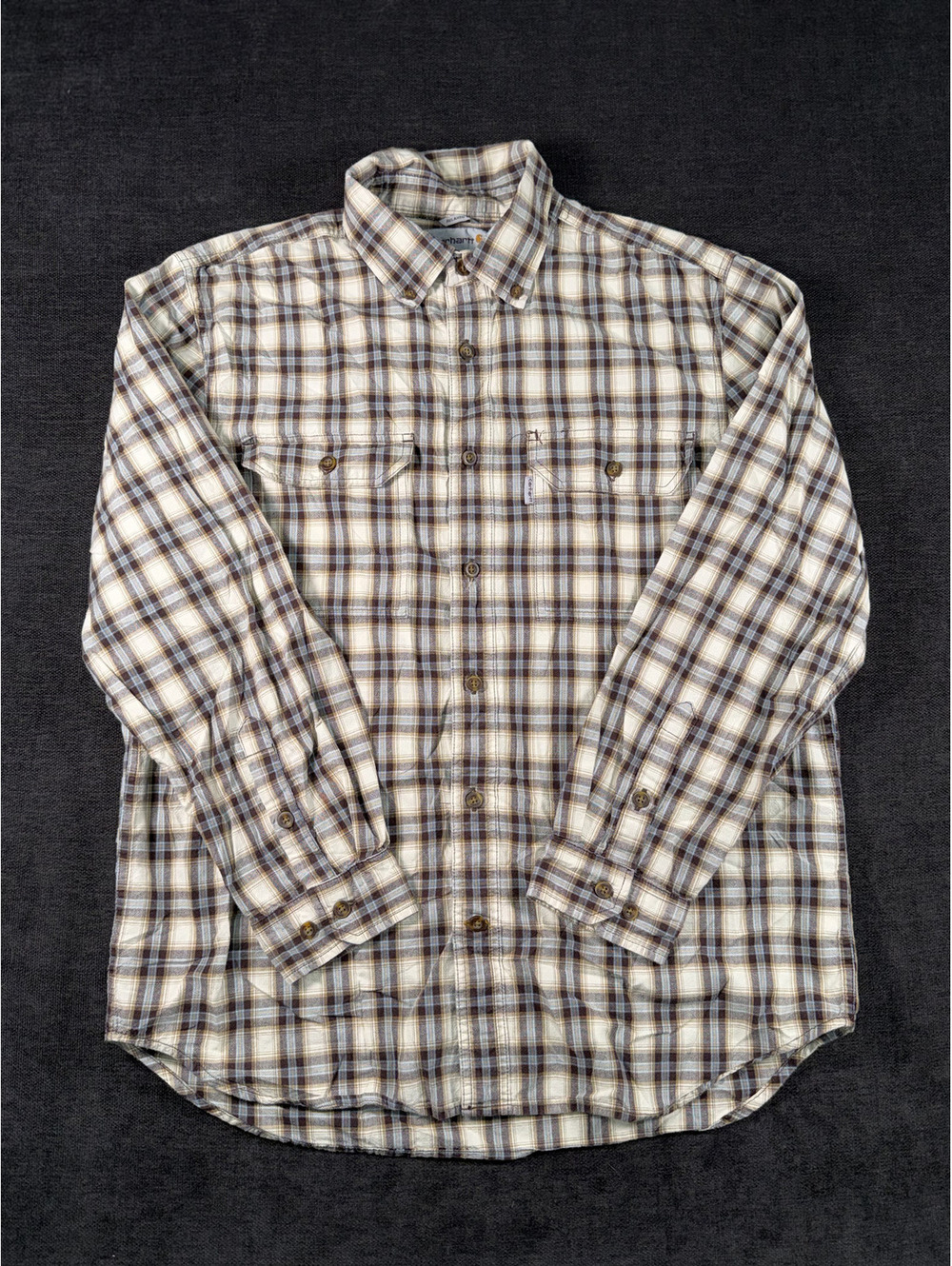 Carhartt Men's Relaxed Fit Long Sleeve Plaid Shirt Large